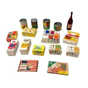 Vintage Barbie Size Food Lot Drinks Canned Food TV Dinner Cereal Etc
